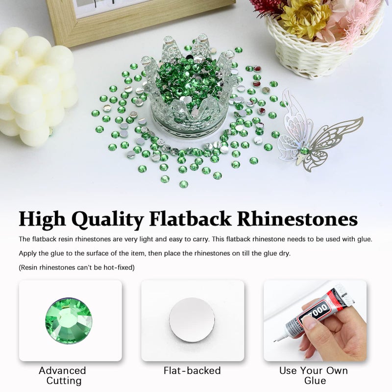 Briskbloom 1000PCS SS30 6mm Resin Flatback Rhinestone, Grass Green Flatback Rhinestones for Nails, Tumblers, Mugs, Bottles, Craft Decoration, Loose Bling Glitter Diamond Stone - Image 2